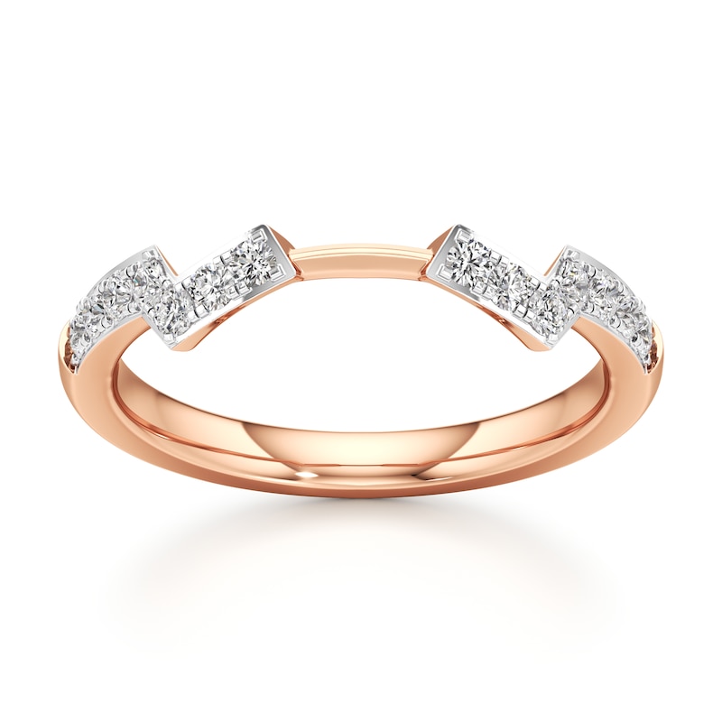Main Image 1 of J'Lure Lab-Grown Diamond Angled Contour Wedding Band 1/4 ct tw 18K Rose Gold
