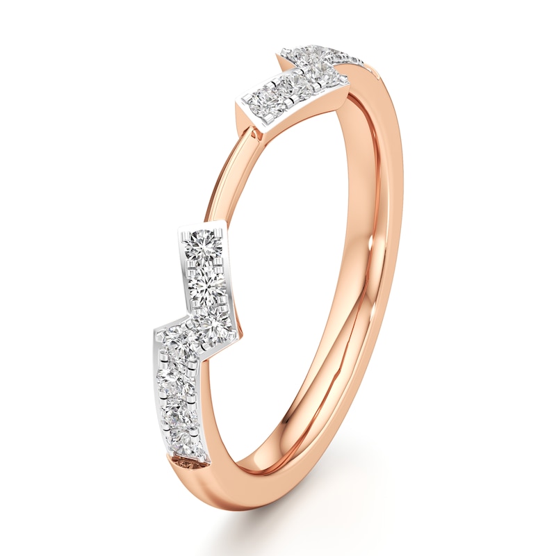 Main Image 4 of J'Lure Lab-Grown Diamond Angled Contour Wedding Band 1/4 ct tw 18K Rose Gold