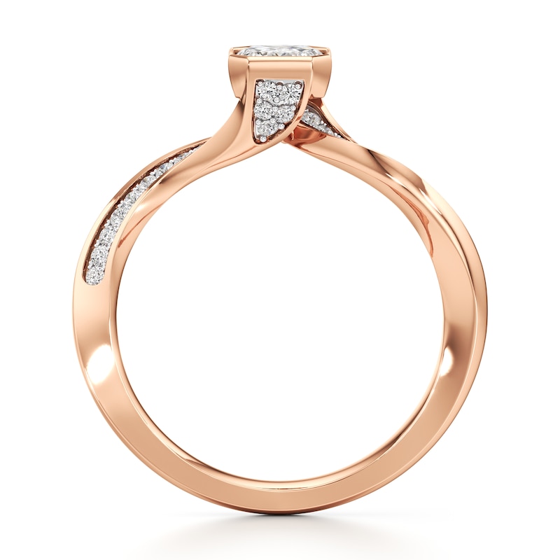 Main Image 2 of J'Lure Imperial-Emerald Step-Cut Lab-Grown Diamond Bypass Engagement Ring 1-1/8 ct tw 18K Rose Gold