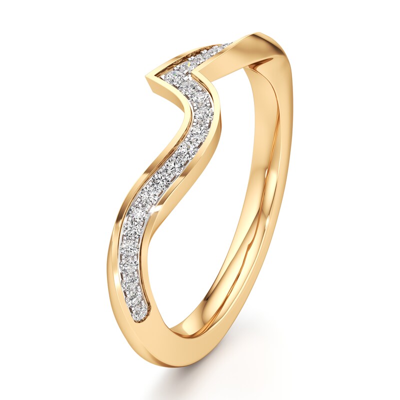 Main Image 4 of J'Lure Lab-Grown Diamond Contour Wedding Band 1/6 ct tw 18K Yellow Gold