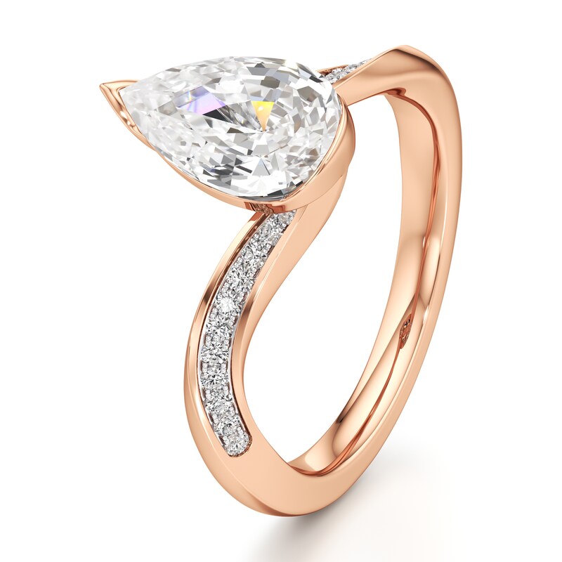 Main Image 4 of J'Lure Pear Step-Cut Lab-Grown Diamond Bypass Engagement Ring 2-1/6 ct tw 18K Rose Gold