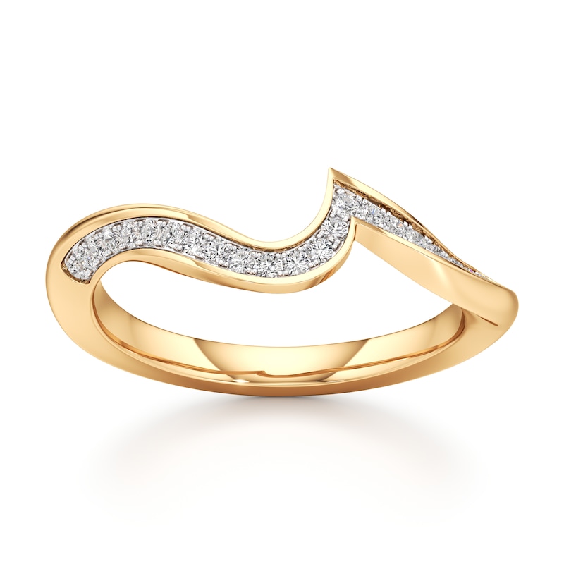 Main Image 1 of J'Lure Lab-Created Diamond Contour Wedding Band 1/6 ct tw 18K Yellow Gold