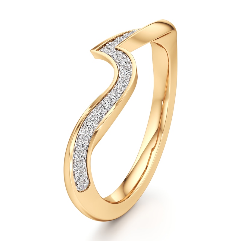 Main Image 4 of J'Lure Lab-Created Diamond Contour Wedding Band 1/6 ct tw 18K Yellow Gold
