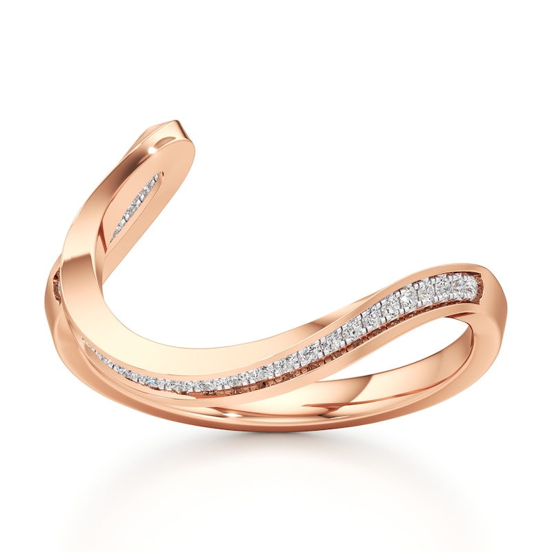 Main Image 1 of J'Lure Lab-Created Diamond Contour Wedding Band 1/6 ct tw 18K Rose Gold