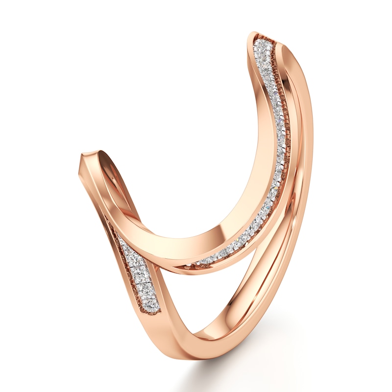 Main Image 4 of J'Lure Lab-Created Diamond Contour Wedding Band 1/6 ct tw 18K Rose Gold