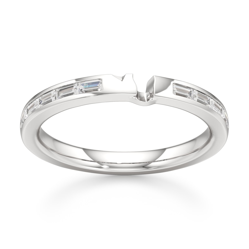 Main Image 1 of J'Lure Baguette-Cut Lab-Grown Diamond Contour Wedding Band 3/8 ct tw 18K White Gold