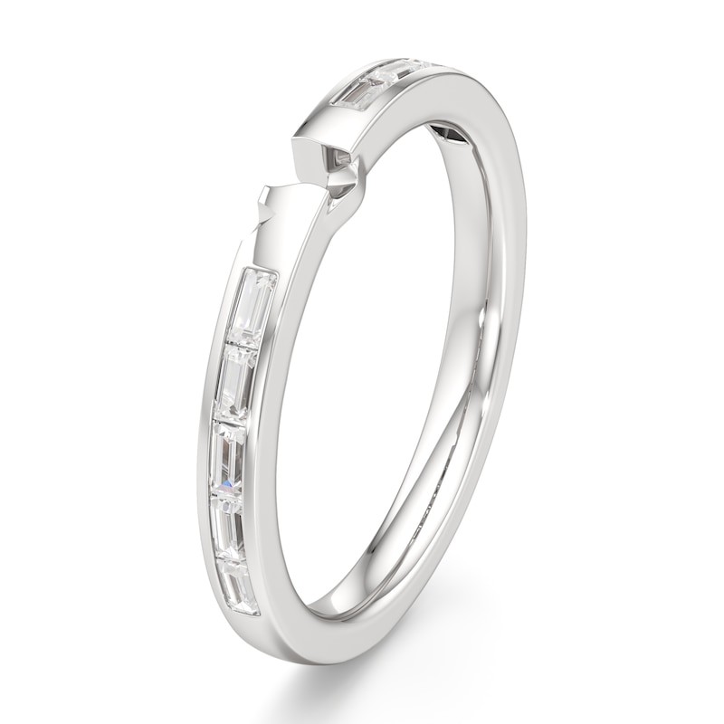 Main Image 4 of J'Lure Baguette-Cut Lab-Grown Diamond Contour Wedding Band 3/8 ct tw 18K White Gold