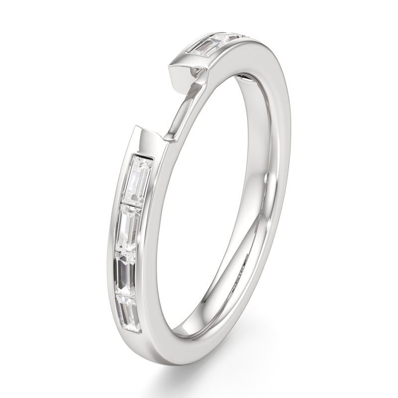 Main Image 4 of J'Lure Baguette-Cut Lab-Grown Diamond Contour Wedding Band 1/3 ct tw 18K White Gold