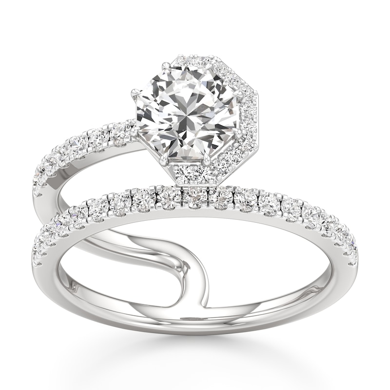 Main Image 1 of J'Lure Octagon Brilliant-Cut Lab-Created Diamond Spiral Engagement Ring 1-3/8 ct tw 18K White Gold
