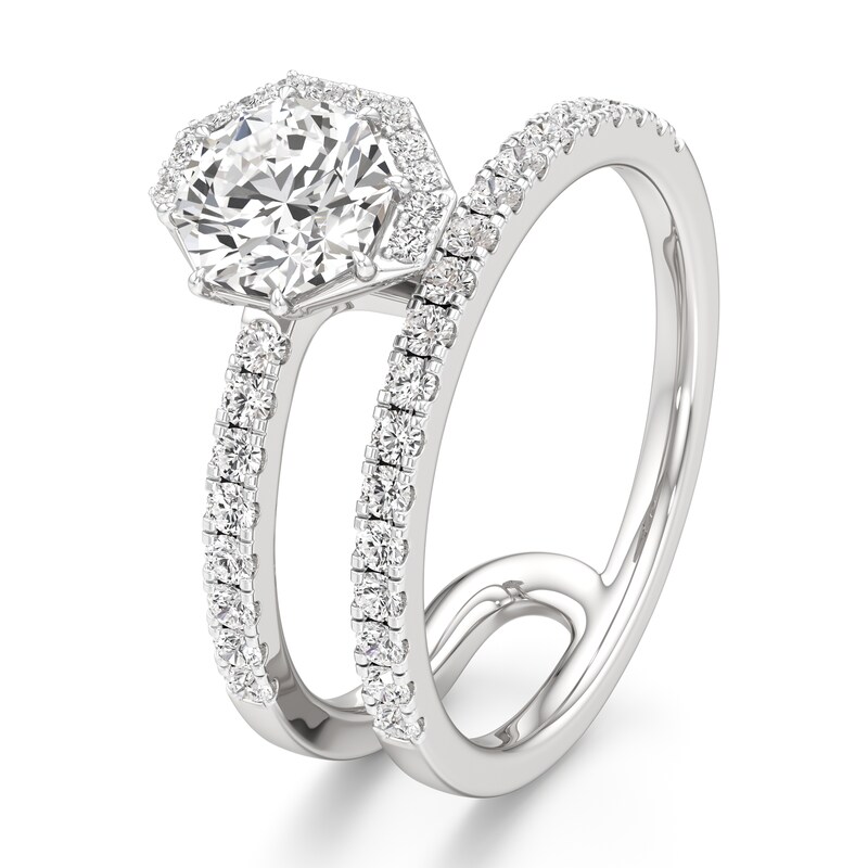 Main Image 4 of J'Lure Octagon Brilliant-Cut Lab-Created Diamond Spiral Engagement Ring 1-3/8 ct tw 18K White Gold