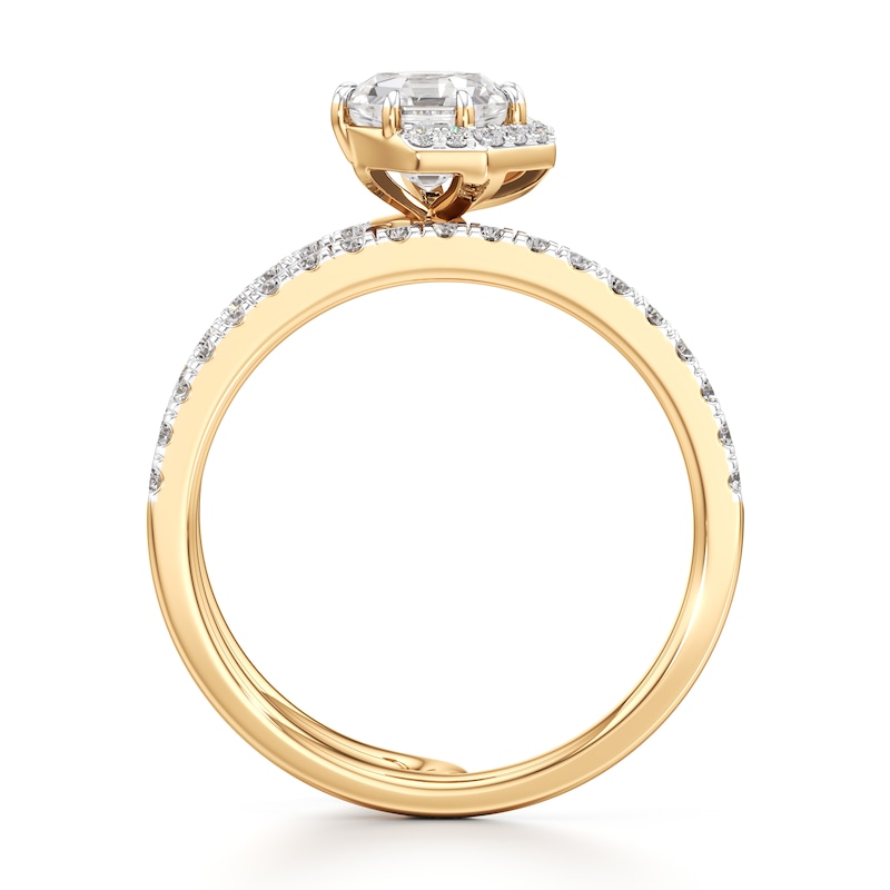 Main Image 2 of J'Lure Octagon Step-Cut Lab-Grown Diamond Spiral Engagement Ring 1-3/8 ct tw 18K Yellow Gold