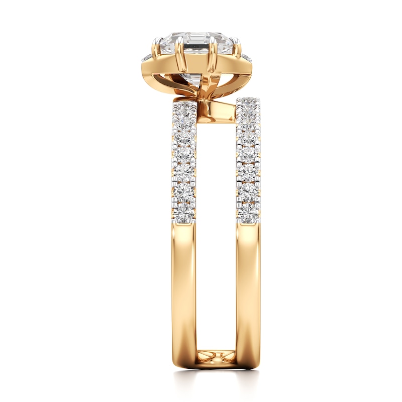 Main Image 3 of J'Lure Octagon Step-Cut Lab-Grown Diamond Spiral Engagement Ring 1-3/8 ct tw 18K Yellow Gold