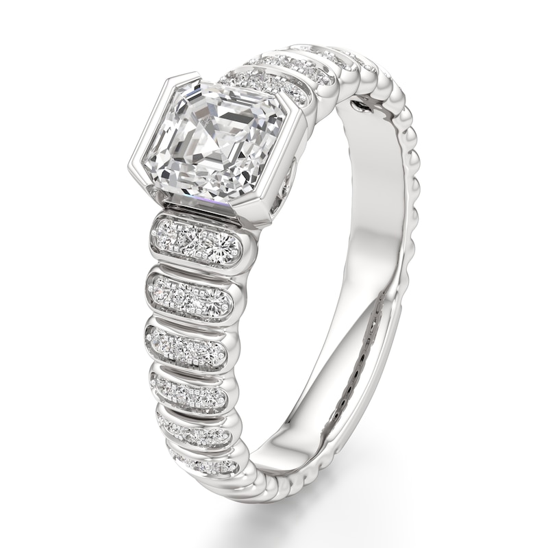 Main Image 4 of J'Lure Square-Emerald Step-Cut Lab-Grown Diamond Engagement Ring 1-1/5 ct tw 18K White Gold