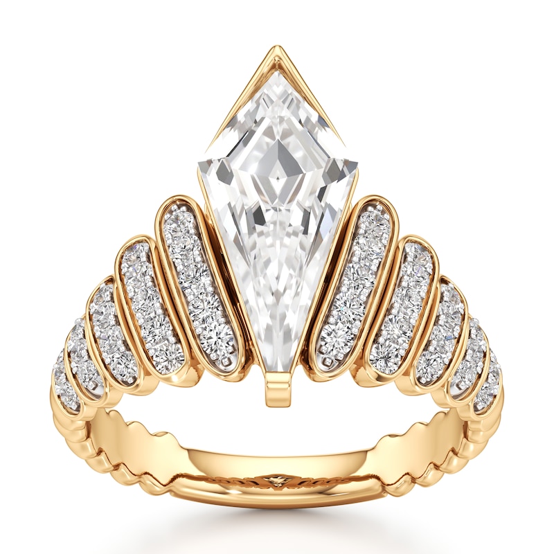 Main Image 1 of J'Lure Kite Step-Cut Lab-Grown Diamond Engagement Ring 2-3/8 ct tw 18K Yellow Gold