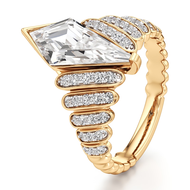 Main Image 4 of J'Lure Kite Step-Cut Lab-Grown Diamond Engagement Ring 2-3/8 ct tw 18K Yellow Gold