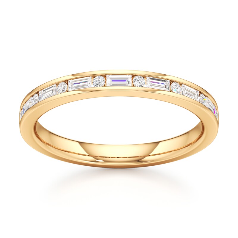 Main Image 1 of J'Lure Baguette & Round-Cut Lab-Grown Diamond Wedding Band 1/3 ct tw 18K Yellow Gold