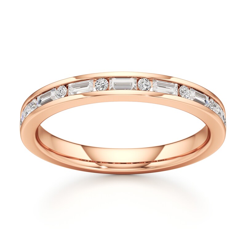 Main Image 1 of J'Lure Baguette & Round-Cut Lab-Grown Diamond Wedding Band 3/8 ct tw 18K Rose Gold