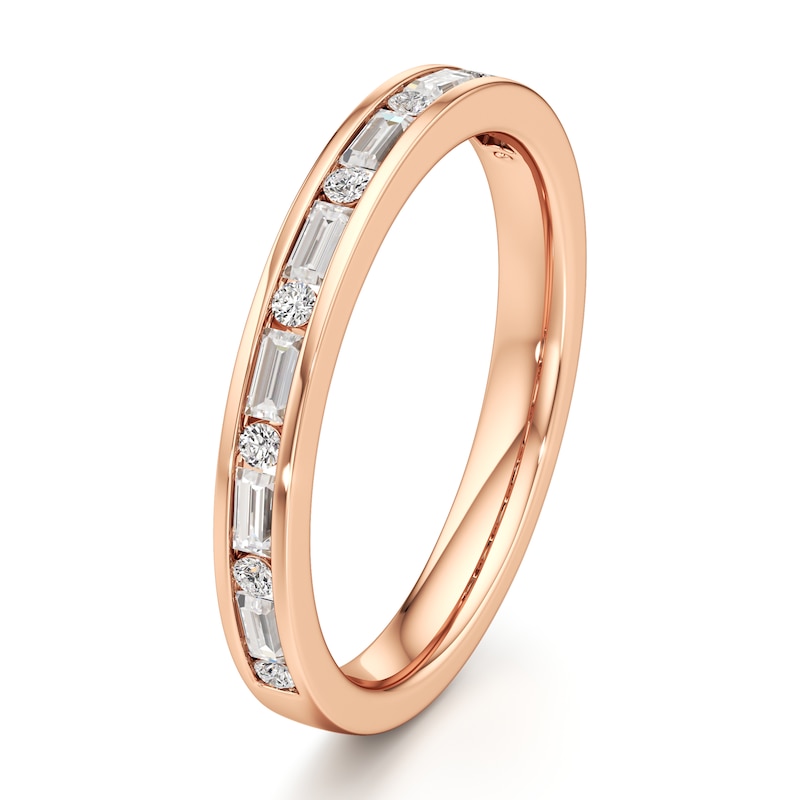 Main Image 4 of J'Lure Baguette & Round-Cut Lab-Grown Diamond Wedding Band 3/8 ct tw 18K Rose Gold