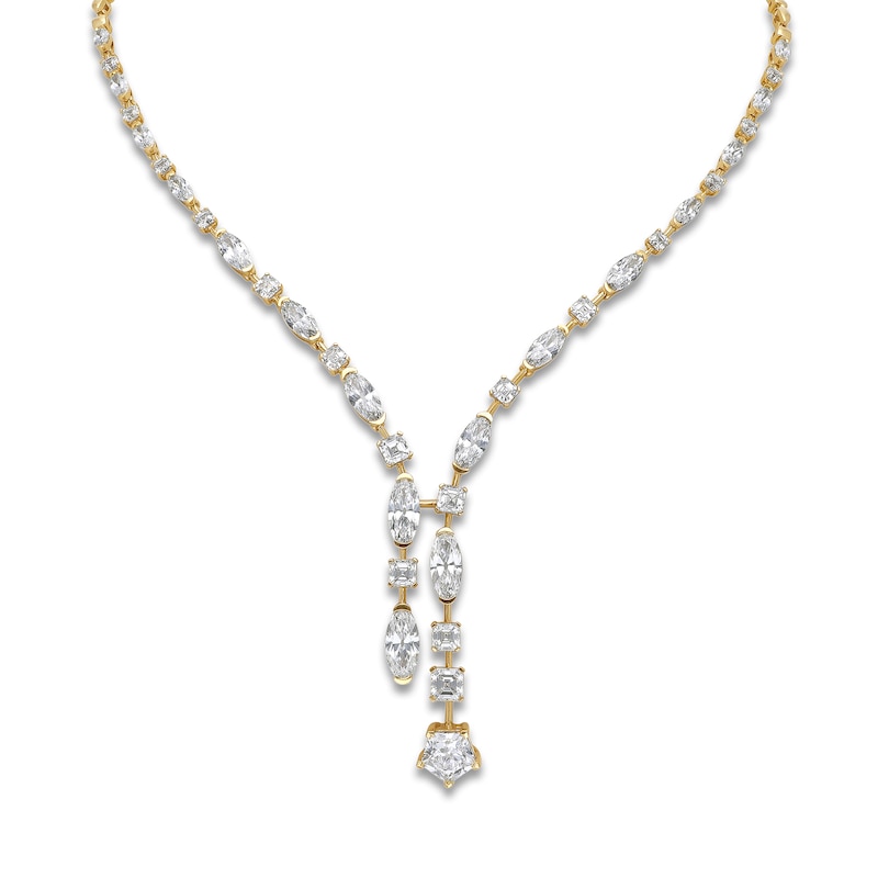 Main Image 1 of J'Lure Pentagon Brilliant-Cut, Moval Old-Cut & Square Emerald Step-Cut Lab-Grown Diamond Y-Drop Necklace 13-1/3 ct tw 14K Yellow Gold 19.5"