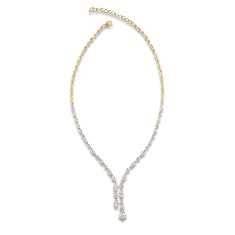 Main Image 2 of J'Lure Pentagon Brilliant-Cut, Moval Old-Cut & Square Emerald Step-Cut Lab-Grown Diamond Y-Drop Necklace 13-1/3 ct tw 14K Yellow Gold 19.5"