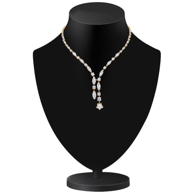 Main Image 3 of J'Lure Pentagon Brilliant-Cut, Moval Old-Cut & Square Emerald Step-Cut Lab-Grown Diamond Y-Drop Necklace 13-1/3 ct tw 14K Yellow Gold 19.5"