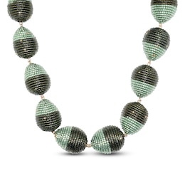 Susana Vega Roco Necklace with Mint & Olive Glass Beads 21"