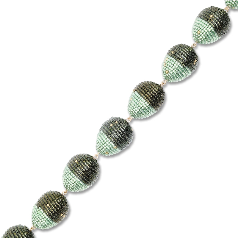 Main Image 2 of Susana Vega Roco Necklace with Mint & Olive Glass Beads 21"