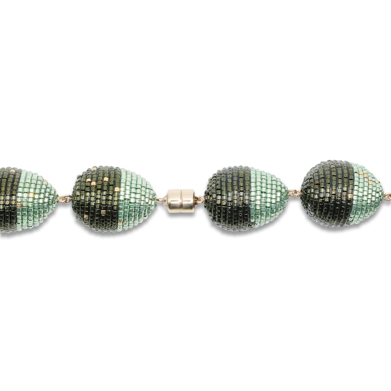 Main Image 3 of Susana Vega Roco Necklace with Mint & Olive Glass Beads 21"