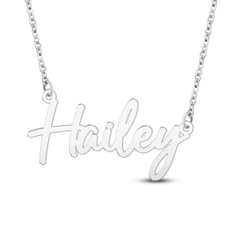 Script Nameplate Necklace 14K White Gold 18"