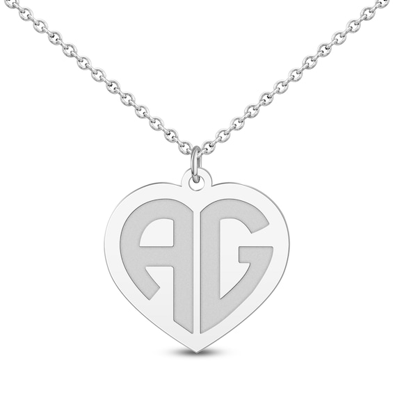 Initial Heart Necklace Sterling Silver 18"