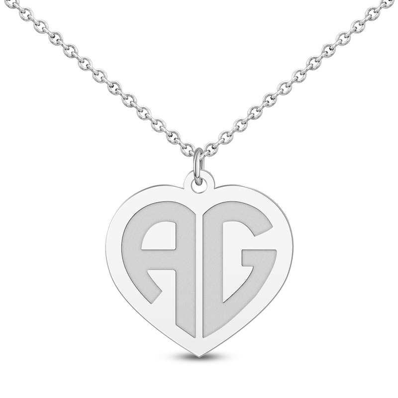 Main Image 1 of Initial Heart Necklace Sterling Silver 18"