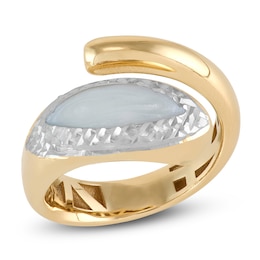 Italia D'Oro Colori Costa White Enamel Wrap Ring 14K Yellow Gold