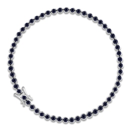 Natural Blue Sapphire Line Bracelet 14K White Gold 7"