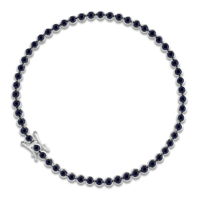 Main Image 1 of Natural Blue Sapphire Line Bracelet 14K White Gold 7"