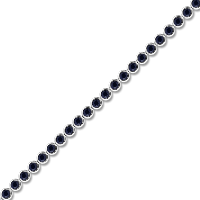 Main Image 2 of Natural Blue Sapphire Line Bracelet 14K White Gold 7"
