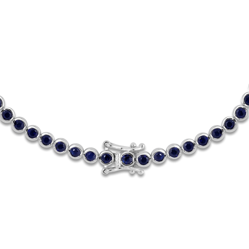 Main Image 3 of Natural Blue Sapphire Line Bracelet 14K White Gold 7"