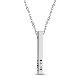 Engravable Stick Necklace 14K White Gold 20"