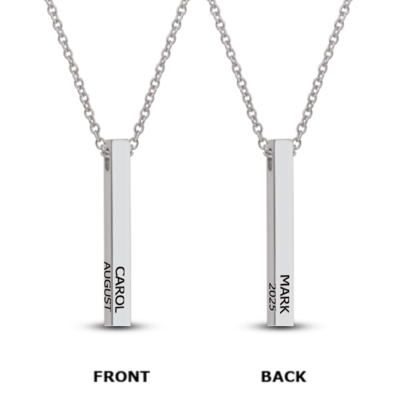 Main Image 3 of Engravable Stick Necklace 14K White Gold 20"
