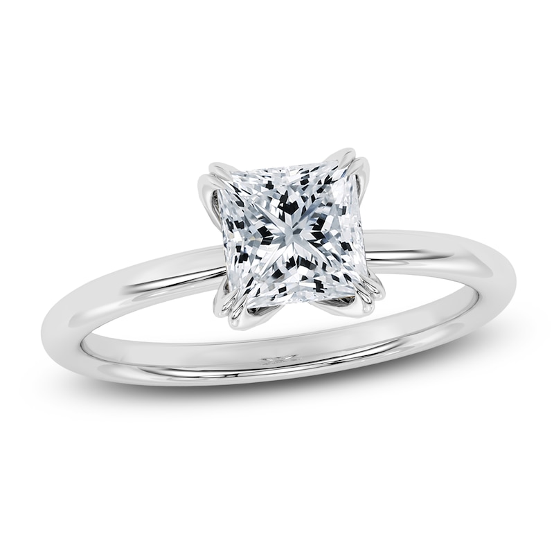 Main Image 1 of Certified Princess-Cut Diamond Solitaire Engagement Ring 1-1/2 ct tw 18K White Gold (SI2/G)