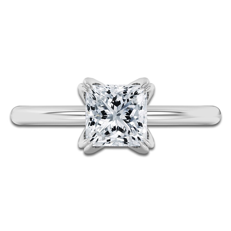 Main Image 3 of Certified Princess-Cut Diamond Solitaire Engagement Ring 1-1/2 ct tw 18K White Gold (SI2/G)