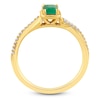 Thumbnail Image 2 of Rectangle-Cut Natural Emerald & Diamond Ring 1/10 ct tw 10K Yellow Gold