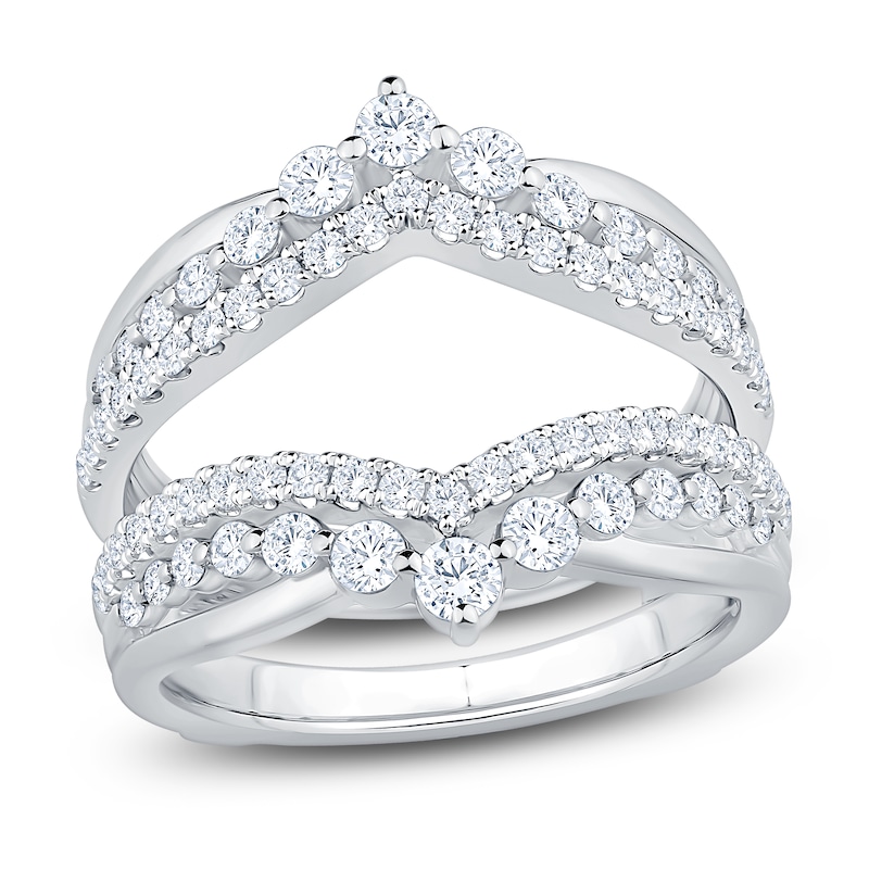 Main Image 1 of Certified Diamond Chevron Enhancer Ring 1 ct tw 14K White Gold