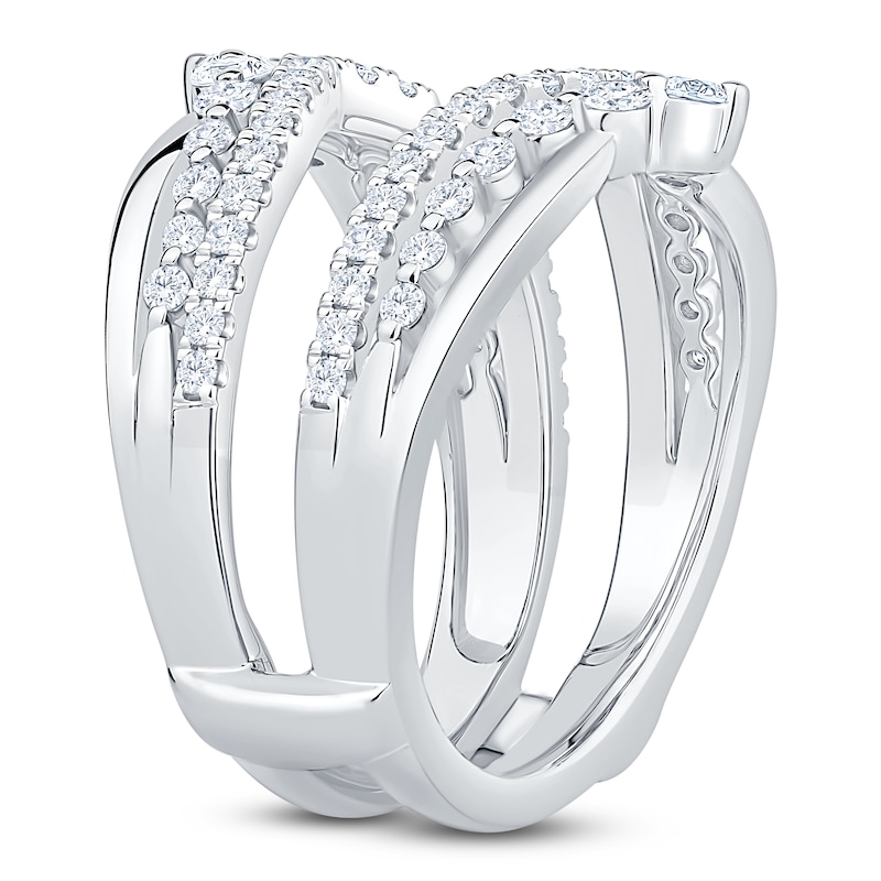 Main Image 2 of Certified Diamond Chevron Enhancer Ring 1 ct tw 14K White Gold