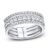 Thumbnail Image 1 of Shy Creation Baguette & Round-Cut Diamond Multi-Row Ring 3/4 ct tw 14K White Gold SC55006496