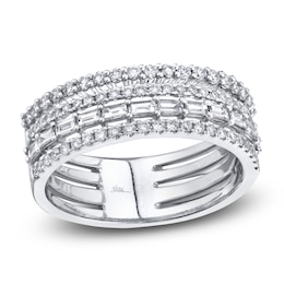 Shy Creation Baguette & Round-Cut Diamond Multi-Row Ring 3/4 ct tw 14K White Gold SC55006496