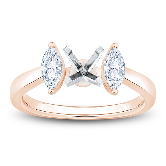 Marquise-Cut Lab-Grown Diamond Engagement Ring Setting 1/2 ct tw 14K Rose Gold