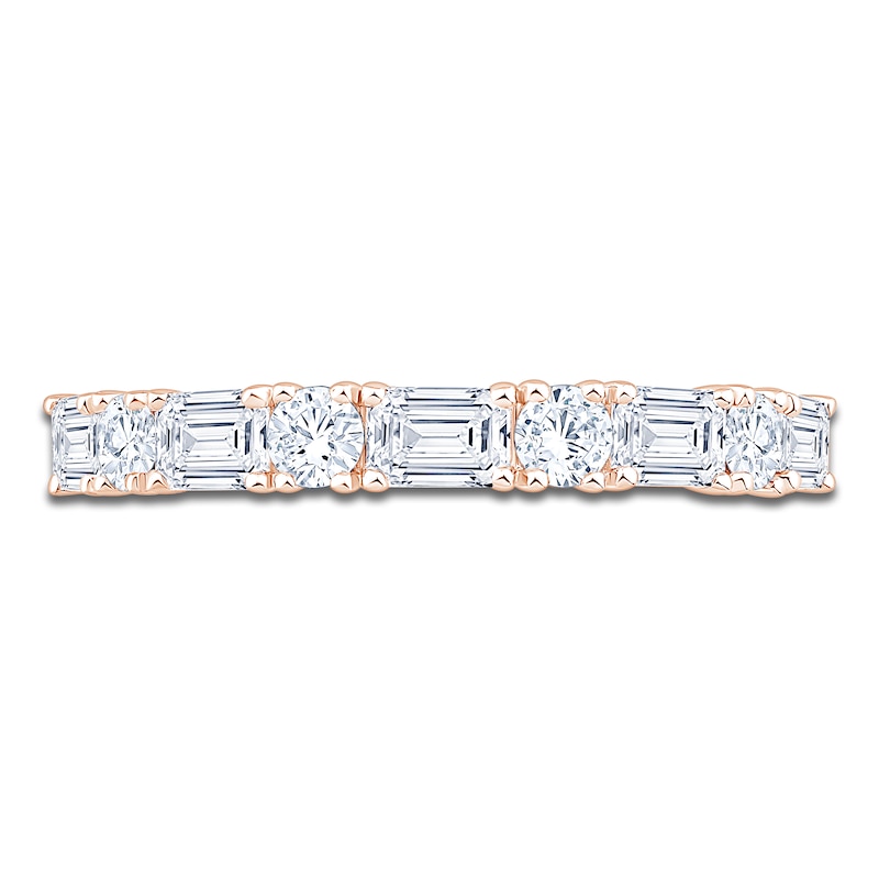 Main Image 3 of Round & Emerald-Cut Lab-Grown Diamond Alternating Anniversary Ring 1 ct tw 14K Rose Gold