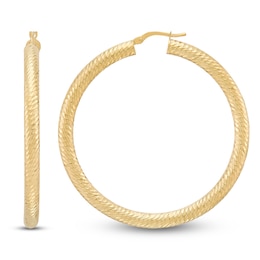 Diamond-Cut Hoop Earrings 10K Yellow Gold 40mm