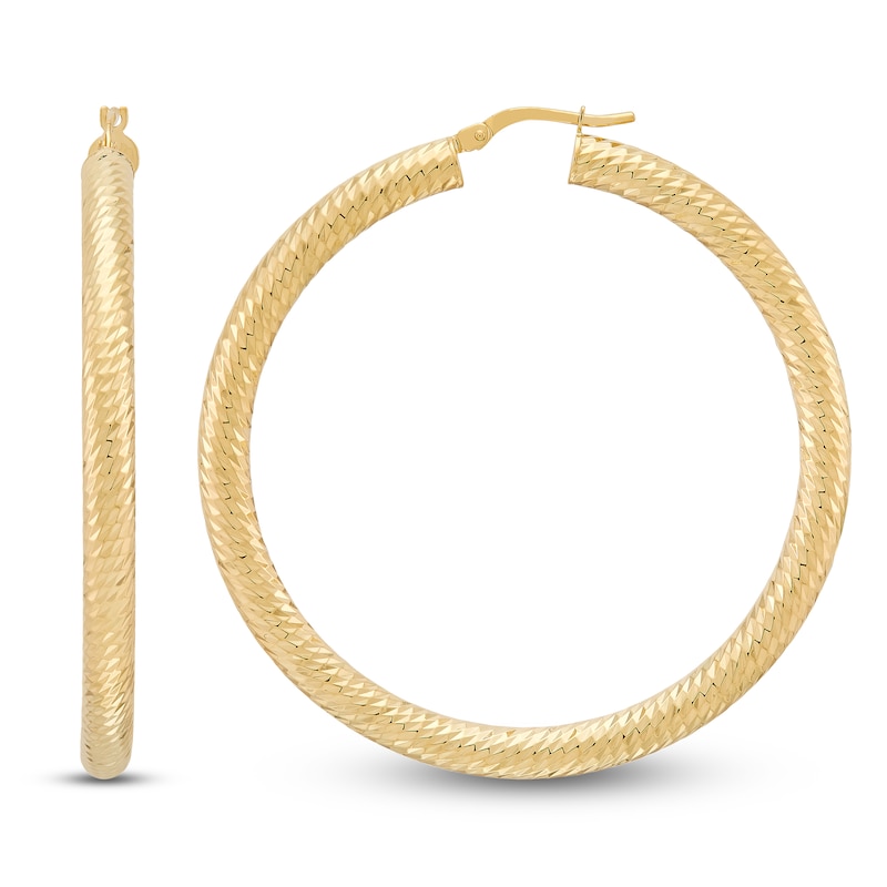 Main Image 1 of Diamond-Cut Hoop Earrings 10K Yellow Gold 40mm