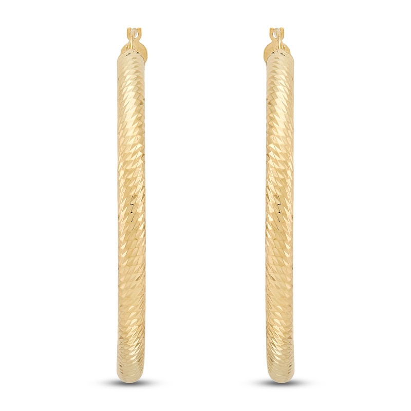 Main Image 3 of Diamond-Cut Hoop Earrings 10K Yellow Gold 40mm